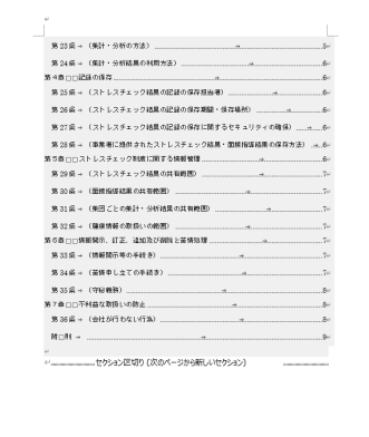 つくばみらい市ストレスチェック実施規程の目次２